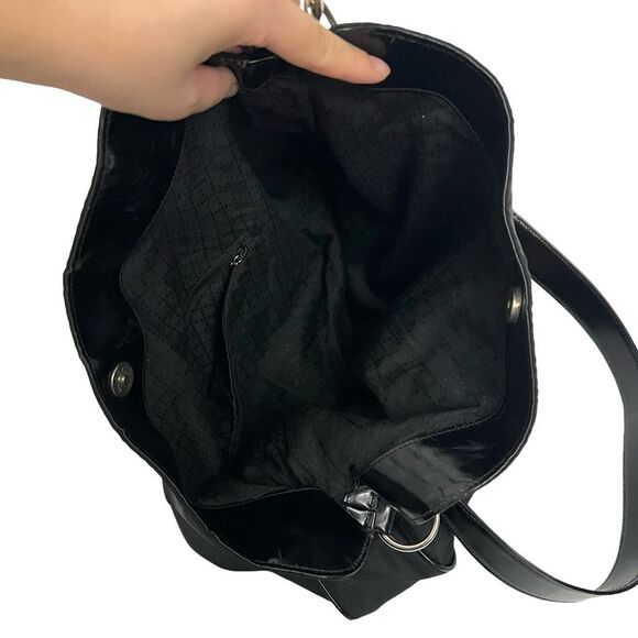 Gucci Bamboo Handle Black Nylon Two Way Shoulder Bag Authentic w Serial # - Picture 2 of 14